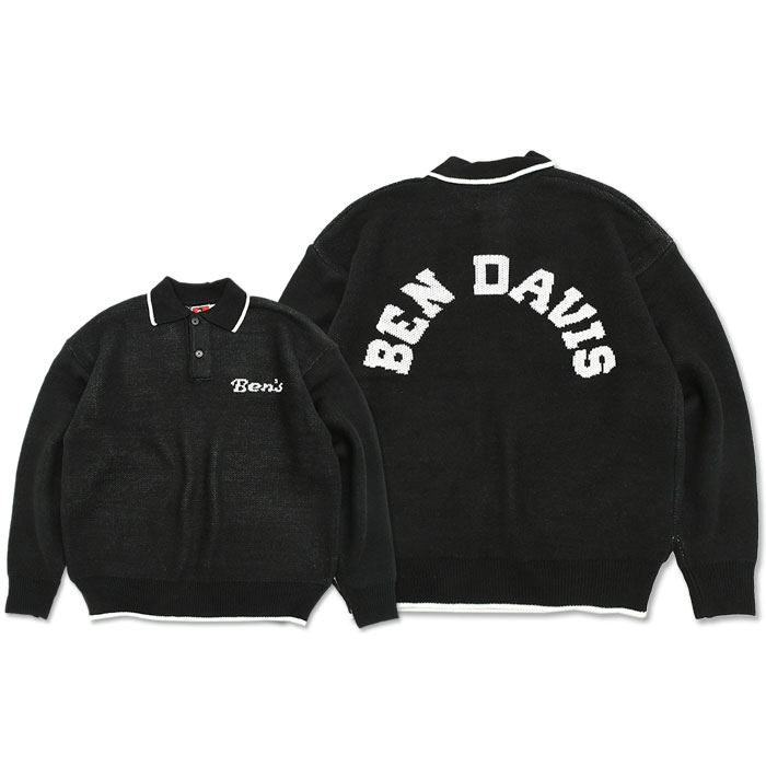 BEN DAVIS（ベンデイビス） ポロシャツ 長袖 メンズ レタード ニット