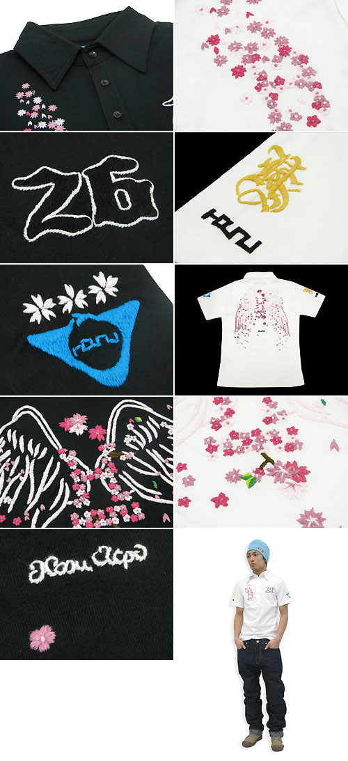 HOSU ホス Hosu サクラ ハンド エンブロイダリー ポロシャツ 半袖 限定 