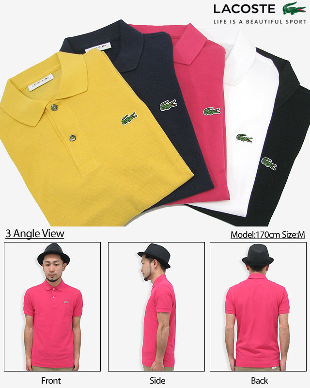 ラコステポロシャツ　スリムフィット ラコステ LACOSTE スリムフィットソリッドポロシャツ（半袖