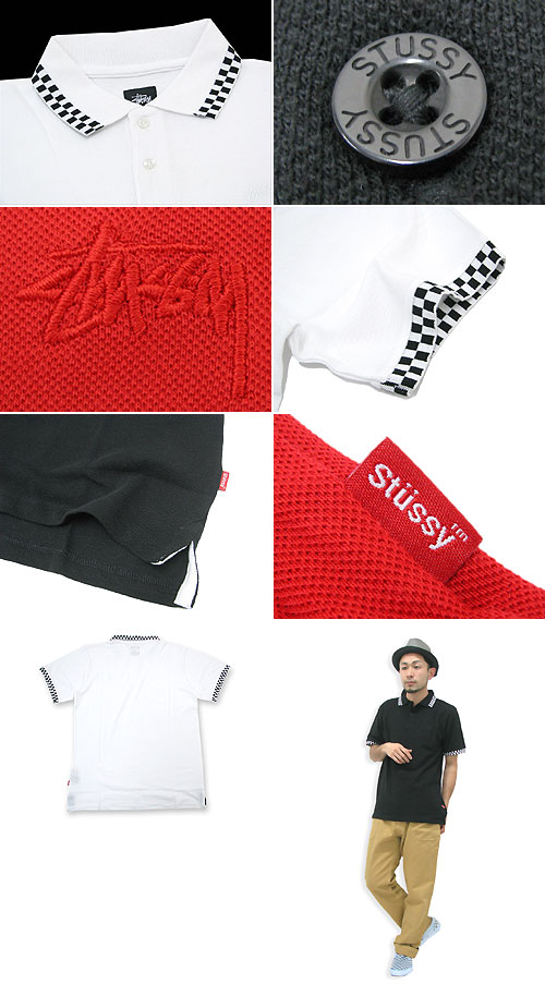 STUSSY ステューシー Checker ポロシャツ 半袖(stussy polo 半袖