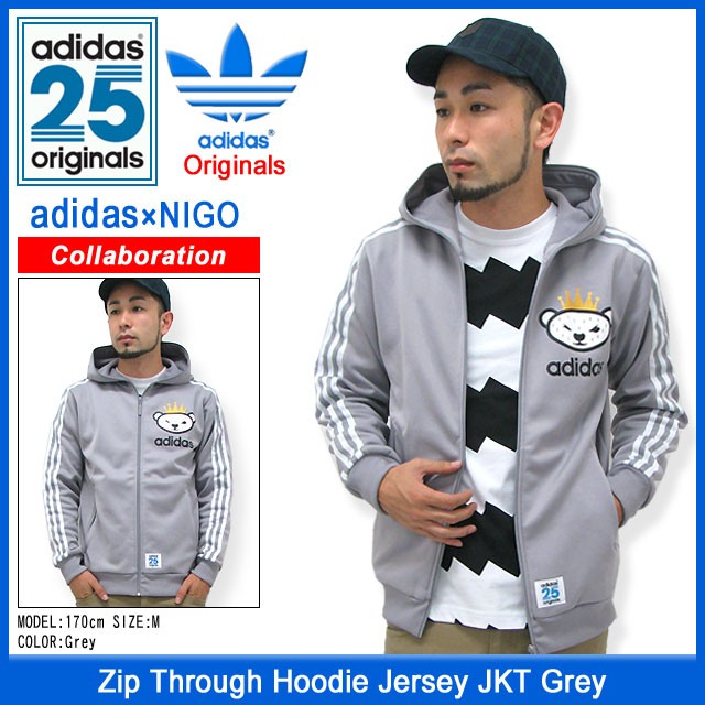 アディダス オリジナルス×NIGO adidas Originals by NIGO ジャージ ジップ スルー フーディー ジャージー ジャケット  グレー (M34748) : adi-m34748 : ice field - 通販 - Yahoo!ショッピング