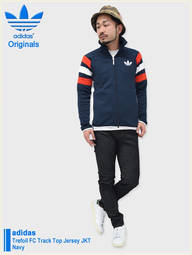 adidas ネイビー ジャージ トレフォイル adidas - adidas トラックジャケット ジャージ トレフォイル