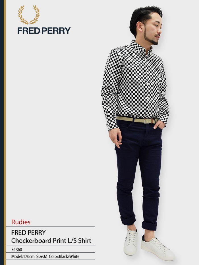 高感度ショップで2023年売れたブランド FRED PERRY フレッドペリー シャツ 長袖 メンズ チェッカー トップス