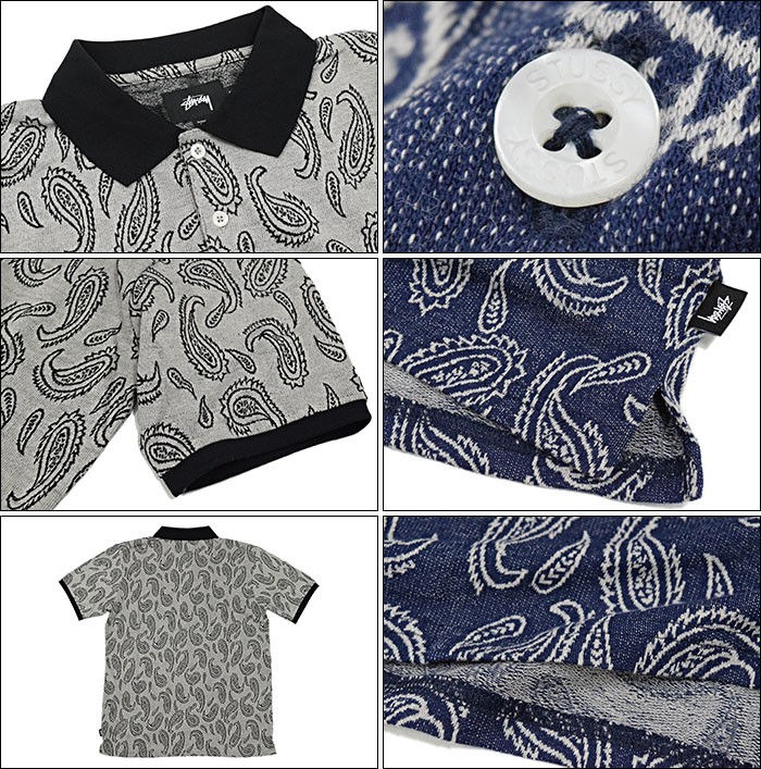STUSSY ステューシー ポロシャツ 半袖 メンズ Paisley Jacquard