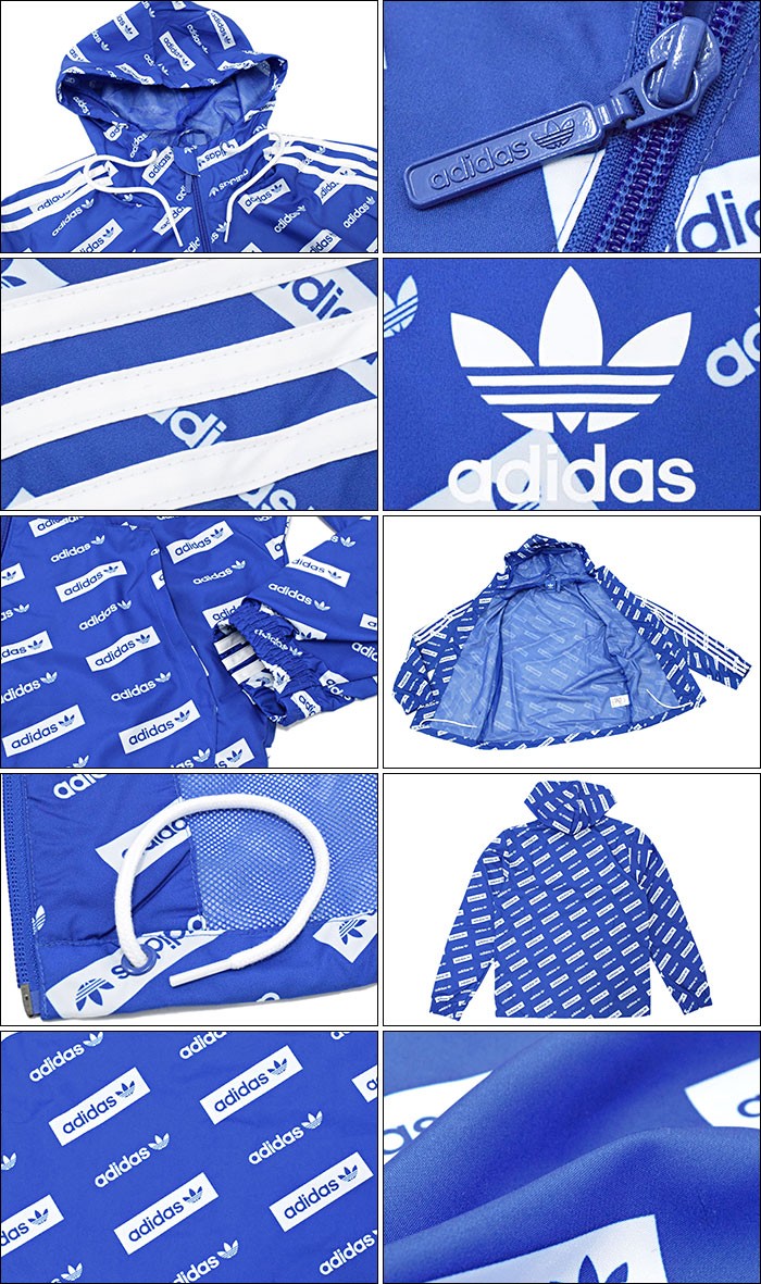 アディダス adidas ジャケット メンズ トレフォイル モノグラム ウィンドブレーカー ブルー/ホワイト オリジナルス(Monogram JKT  BQ2058)