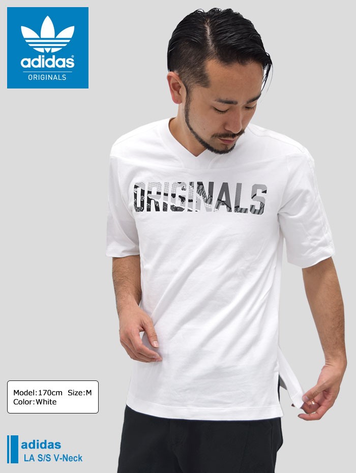 adidas Originals アディダス カットソー 半袖 メンズ LA Vネック
