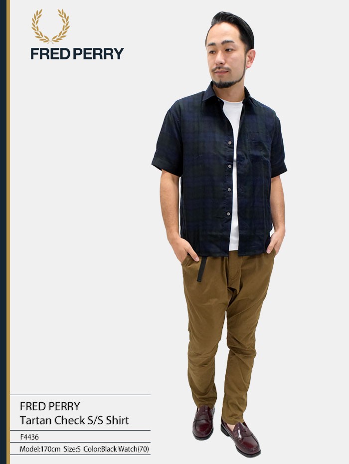 FRED PERRY フレッドペリー シャツ 半袖 メンズ タータン