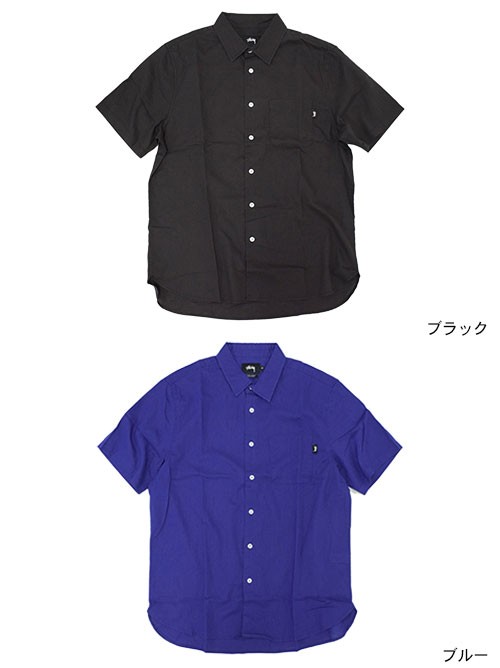 【入手困難】ステューシー STUSSY ブルー×ブラック 半袖シャツ #168 入手困難】ステューシー STUSSY ブルー×ブラック 半袖シャツ