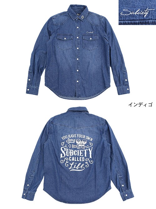 Subciety（サブサエティ） シャツ 長袖 メンズ デニム ウエスタン