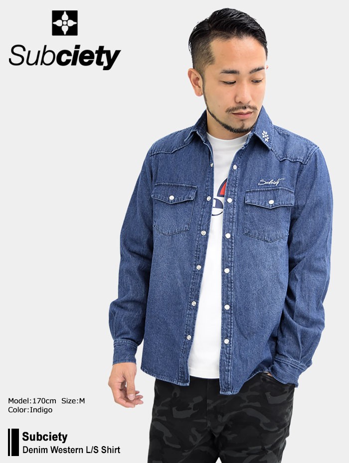 Subciety（サブサエティ） シャツ 長袖 メンズ デニム ウエスタン