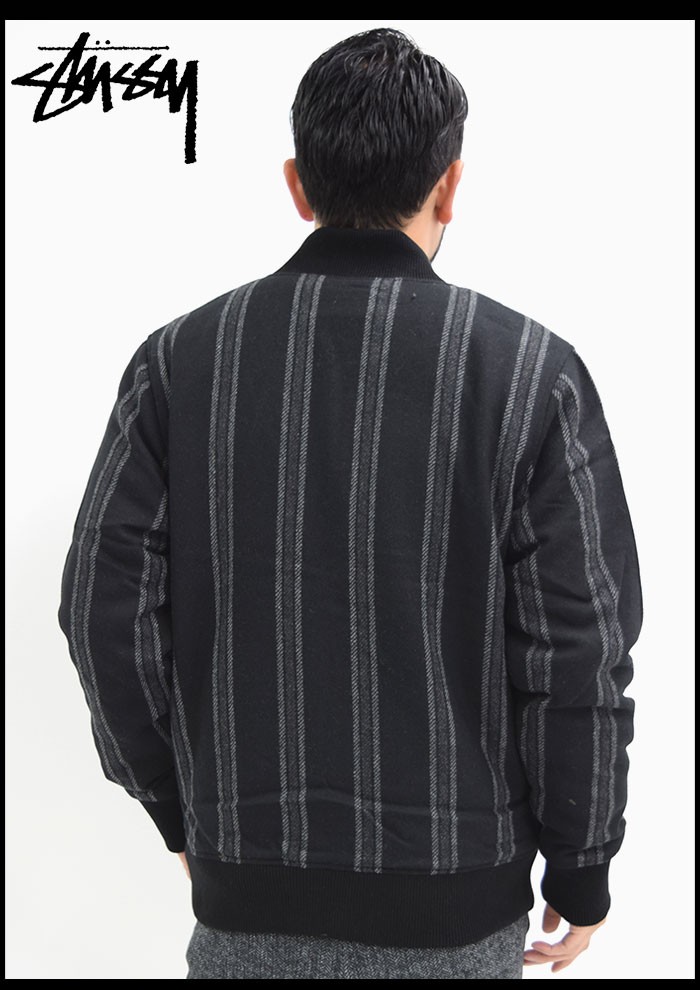 Stussy ボンバージャケット グレー ストライプ　xl ブルゾン　ウール Stussy ボンバージャケット グレー ストライプ xl ブルゾン ウール
