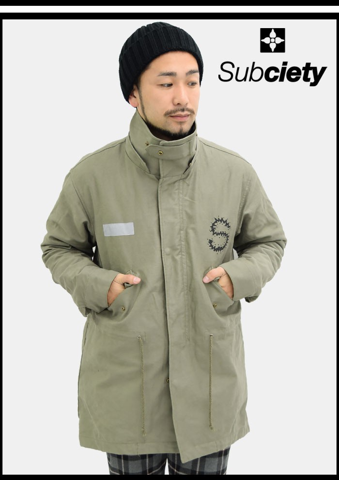 subciety サブサエティー ピーコート 裏地総柄 グレー Mサイズ 秋冬 Subciety サブサエティ ジャケット メンズ モッズ コート