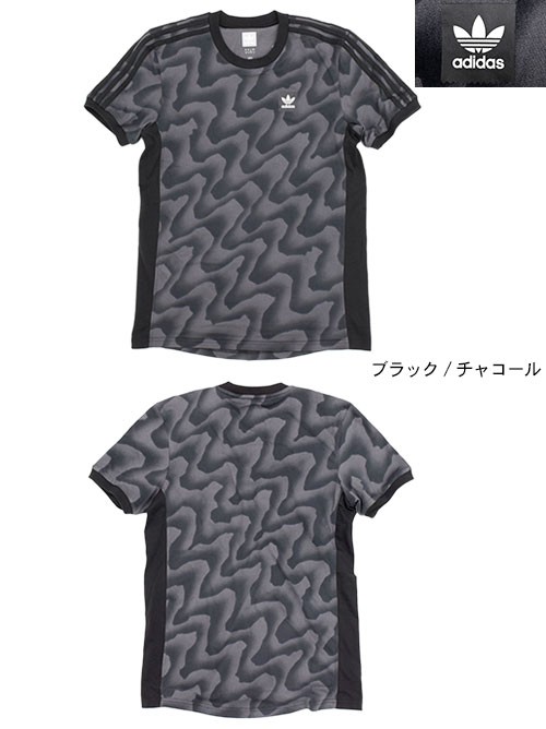 adidas Originals ウェーブ バックプリント Tシャツ 送関込 adidas（アディダス）の「グラフィック ブラー トレフォイル