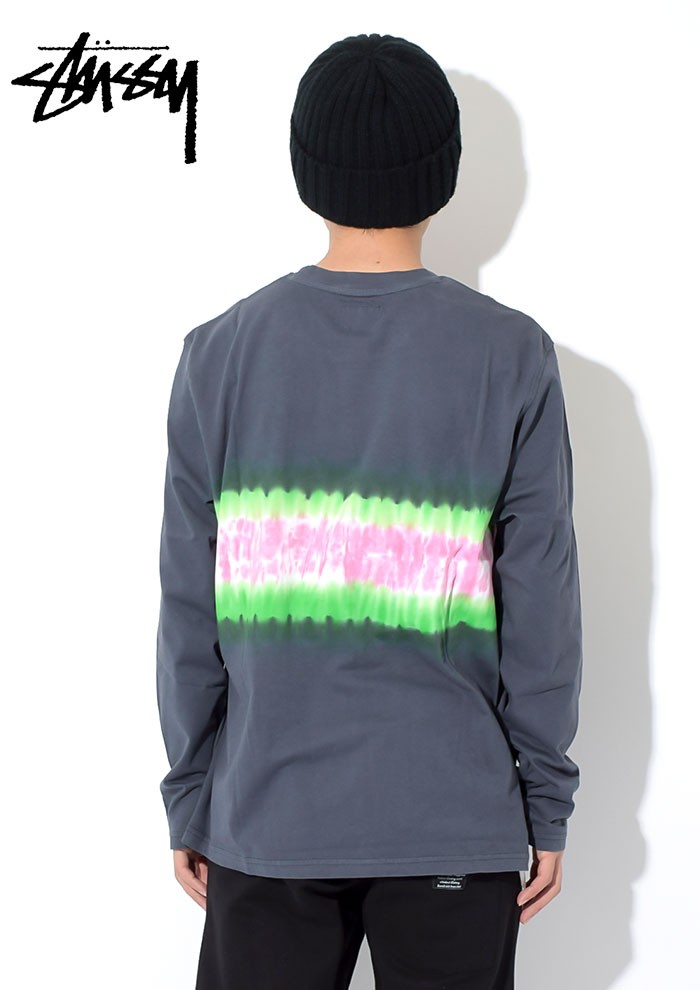 Stussy ステューシー タイダイ ボーダー ロングTシャツ グリーン