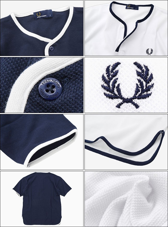 FRED PERRY 黒 ヘンリーネック ポロシャツ FRED PERRY フレッドペリー ポロシャツ 半袖 メンズ ボンバー