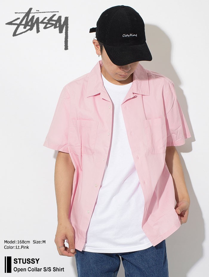 数量限定 特売 New Stussy Open Collar シャツ Pink Blue 絶賛 Quality Egypt Com