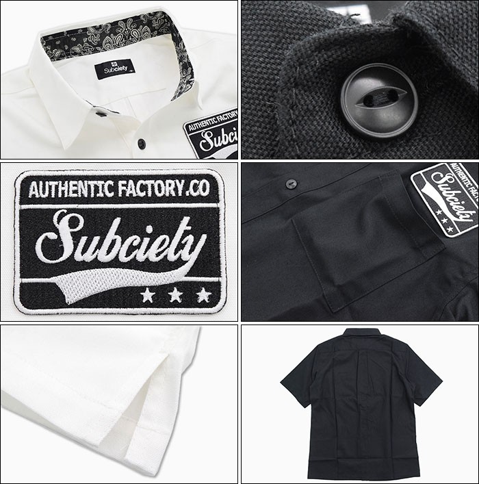 サブサエティ Subciety シャツ 半袖 メンズ プレーン エンブレム 