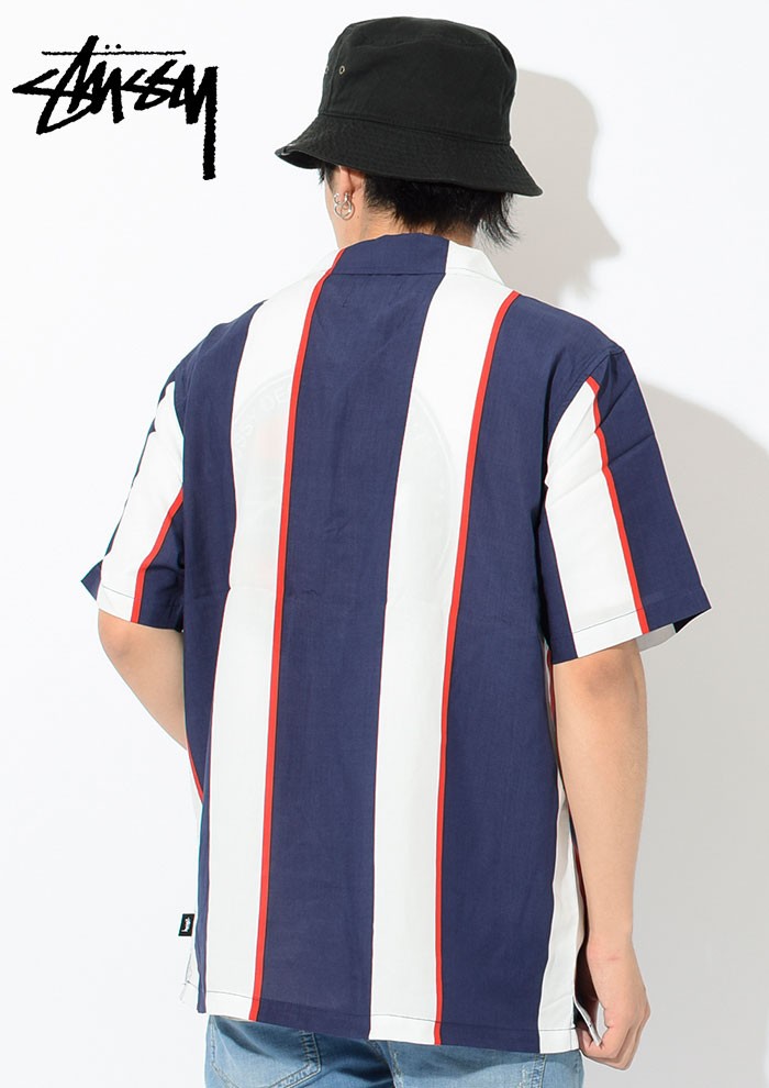 STUSSY ストライプ 半袖シャツ L STUSSY シャツ STUSSY/ステューシー STRIPED SILK SHIRT 半袖