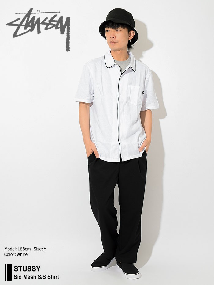 STUSSY メッシュ シャツ 白 STUSSY（ステューシー） シャツ 半袖 メンズ Sid Mesh ( stussy shirt