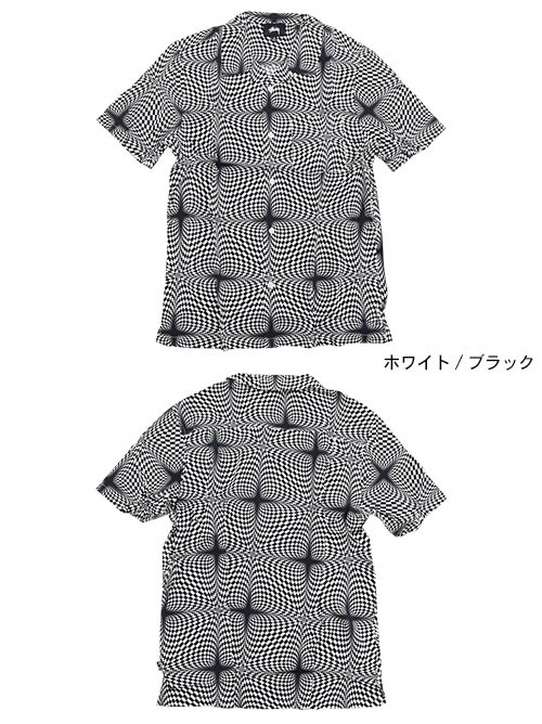 さ*め様 Stussy 半袖チェックシャツ ブラック/ホワイト STUSSY ステューシー シャツ 半袖 メンズ Psychedelic Checker