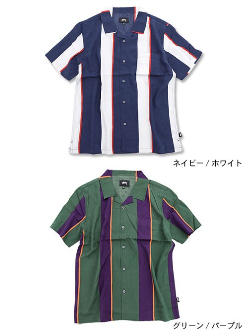 STUSSY 半袖シャツ STUSSY（ステューシー） シャツ 半袖 メンズ Big Stripe(stussy shirt