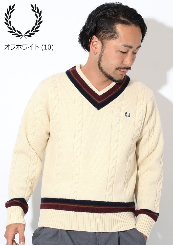 フレッドペリー セーター FRED PERRY メンズ チルデン Vネック 日本企画(F3195 Tilden V-Neck Sweater  JAPAN LIMITED ニット トップス)