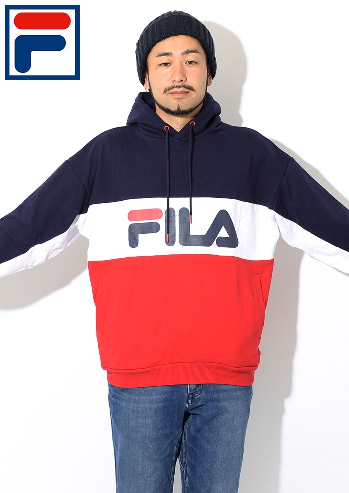 FILA/フィラ】バイカラープルパーカー ワンポイント刺繍