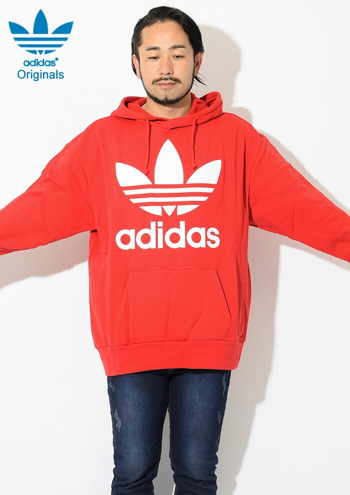 アディダス オリジナルス adidas オリジナルス Trefoil Hoodie レディース パーカー スウェット Red adidas Trefoil Hoodie - Red | Free Shipping with adiClub