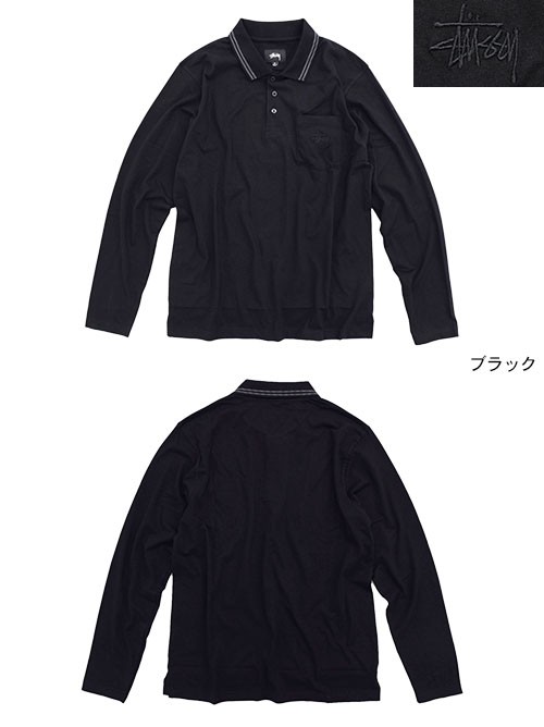 Stussy 黒 ポロシャツ M polo fleece