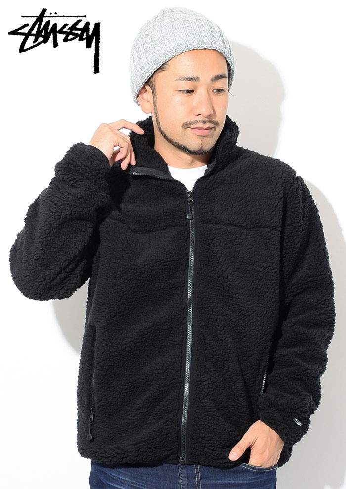 ステューシー フード付き ファー フリース 黒 M STUSSY（ステューシー） ジャケット メンズ Sherpa Mock(stussy JKT