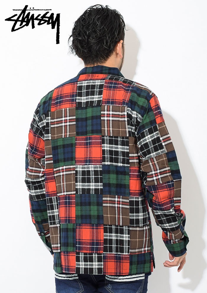 STUSSY ステューシー シャツ 長袖 メンズ Patchwork Zip Up