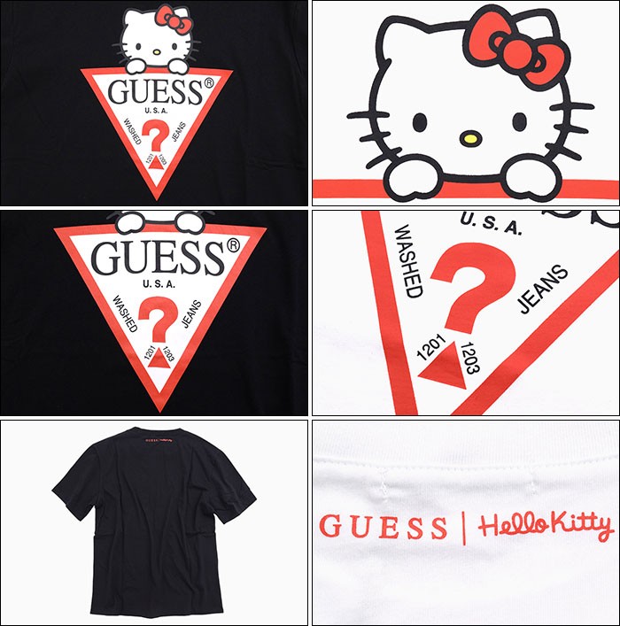 GUESS（ゲス） Tシャツ 半袖 メンズ ハローキティ トライアングル ロゴ