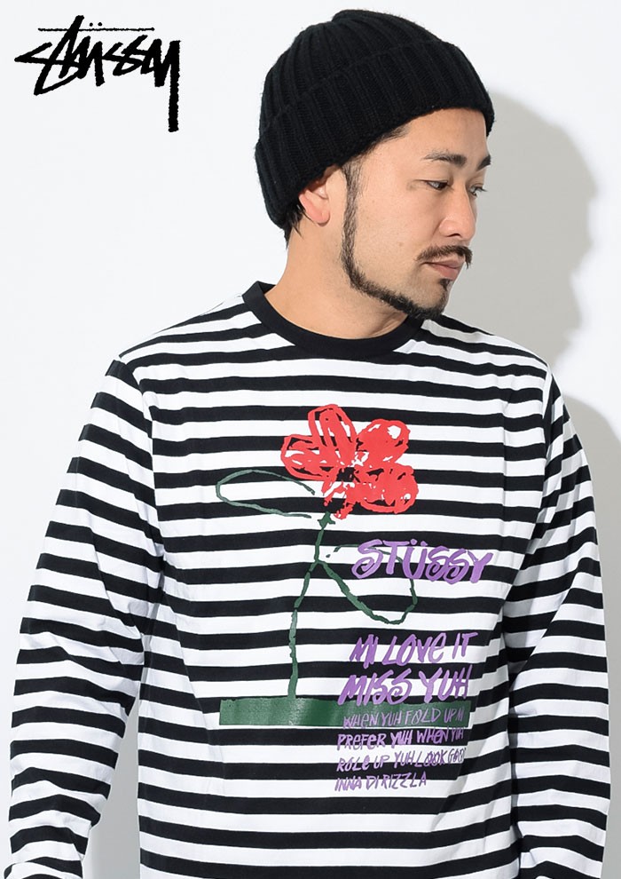 STUSSY ステューシー カットソー 長袖 メンズ Flower Stripe STUSSY ステューシー カットソー 長袖 メンズ Flower Stripe