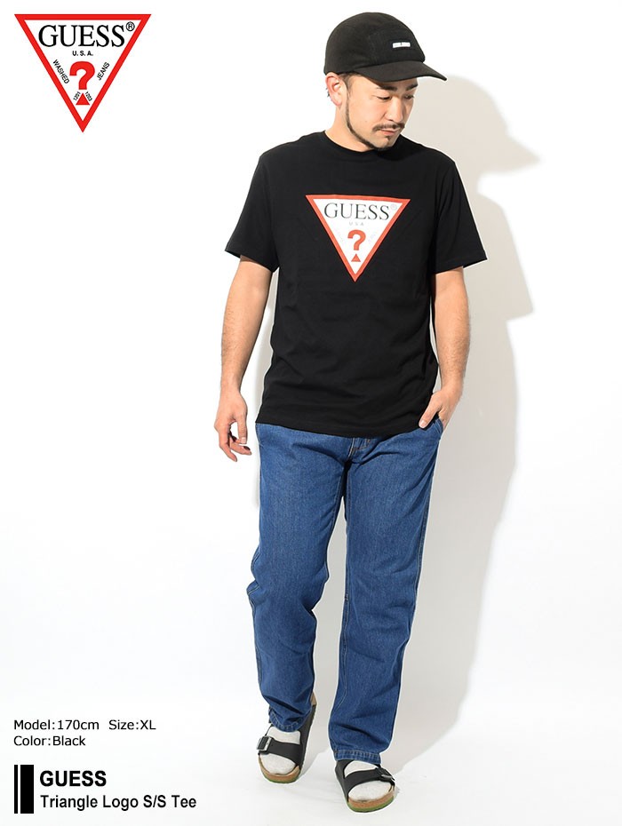 GUESS（ゲス） Tシャツ 半袖 メンズ トライアングル ロゴ ( GUESS