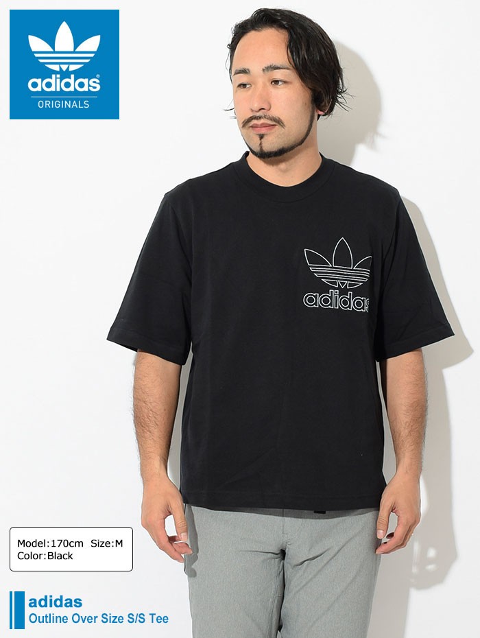 adidas アディダス　オリジナルス　ブラック　半袖　Tシャツ　Мサイズ アディカラー オーバーサイズ半袖Tシャツ ブラック ｜アパレル