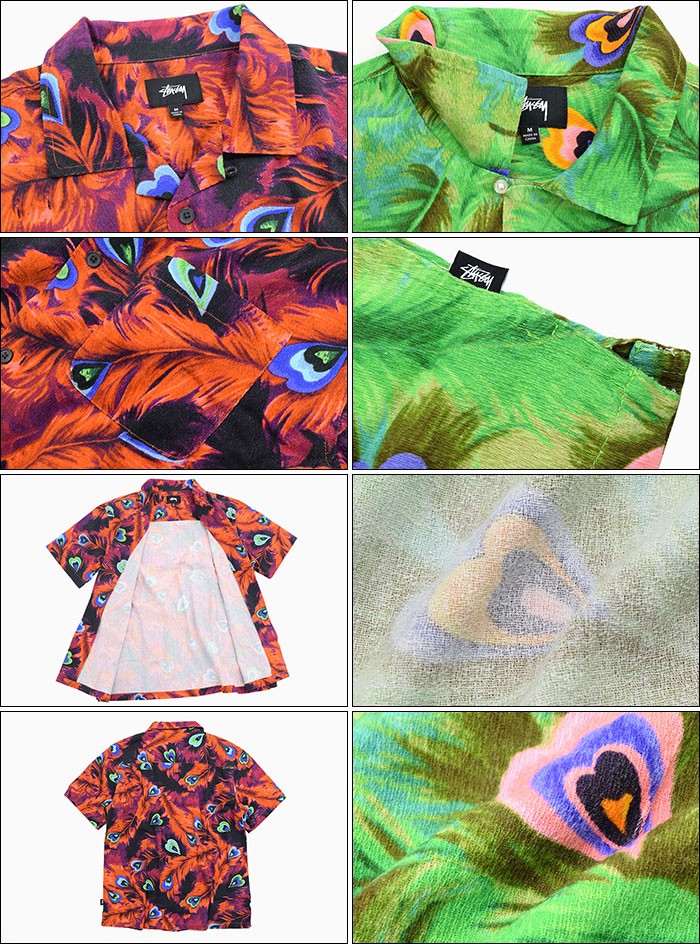 【タグ付、希少】STUSSY Peacock Print Shirt メンズ M STUSSY（ステューシー） シャツ 半袖 メンズ Peacock(stussy shirt
