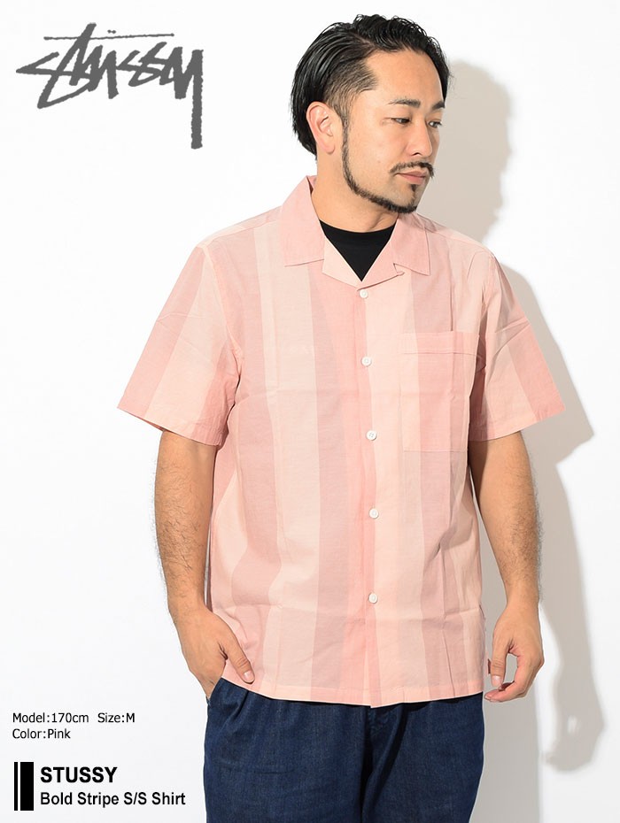 STUSSY Striped Knit Panel 半袖 オープンカラーシャツ STUSSY ステューシー シャツ 半袖 メンズ Striped Knit Panel