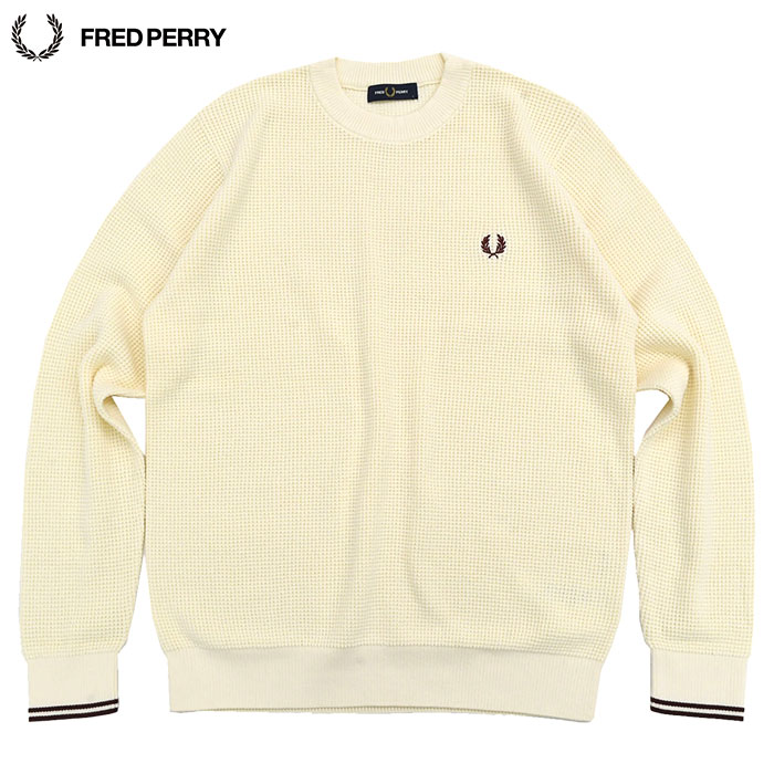【50%オフ】Fred Perry アイボリー Vネックセーター FRED PERRY（フレッドペリー） Vネックニット 10 ホワイト レディース