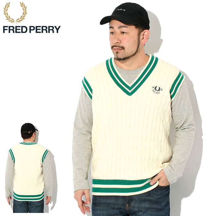春 フレッドペリー v neck jumper ピンク Vネックニット レディース