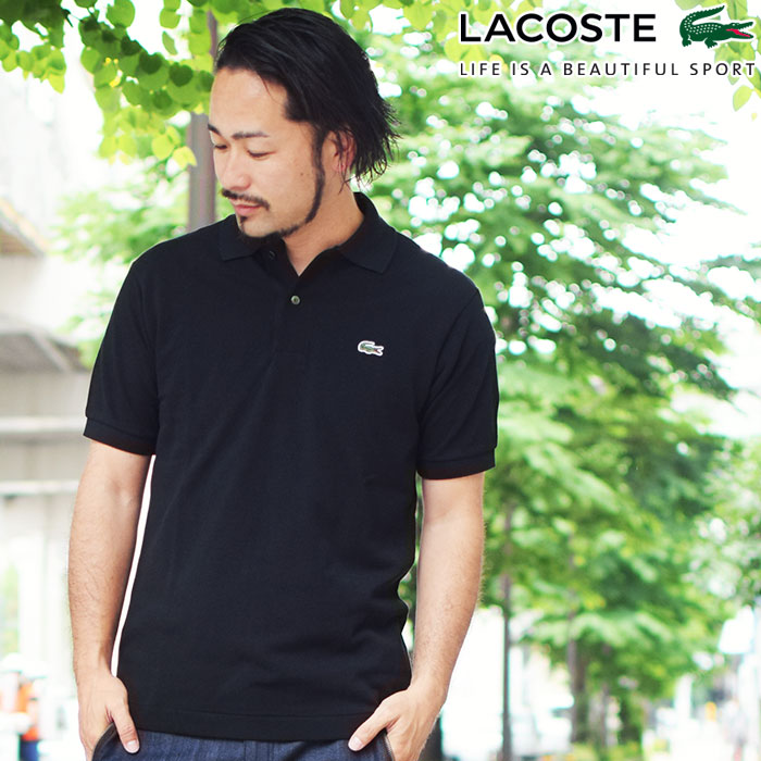 得価超激得 LACOSTE - LACOSTE ラコステ ポロシャツ 黒 ブラック ロゴ