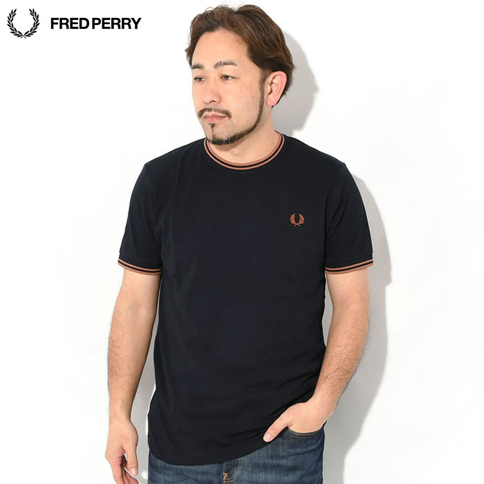 FRED PERRY ネイビー Tシャツ 完売品 FRED PERRY Twin Tipped T-Shirt ネイビー
