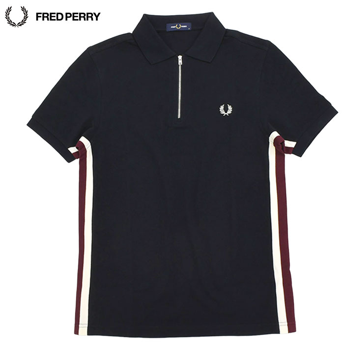 3/31まで　FRED PERRY　半袖ポロシャツ　ブラック×ホワイト　L FRED PERRY（フレッドペリー） ポロシャツ 半袖 メンズ トラムライン