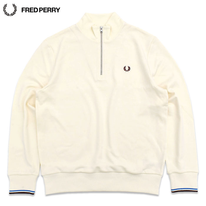 フレッドペリー ハーフジップ トレーナー スウェット ホワイト FRED PERRY トレーナー スウェット Half Zip Sweatshirt