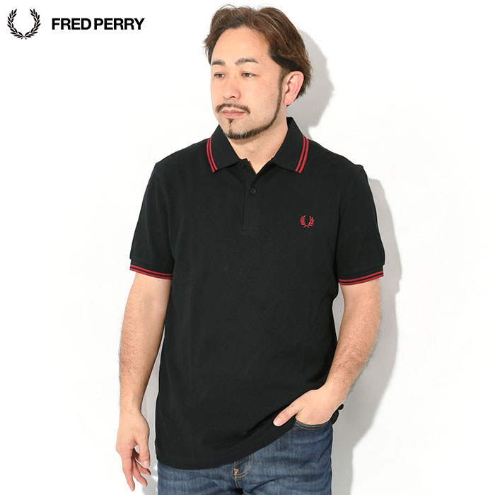 限定1点‼️ フレッドペリー ブラック×レッド ポロシャツ　新品　メンズ FRED PERRY フレッドペリー メンズ ポロシャツ サイズ：L（ポロシャツ