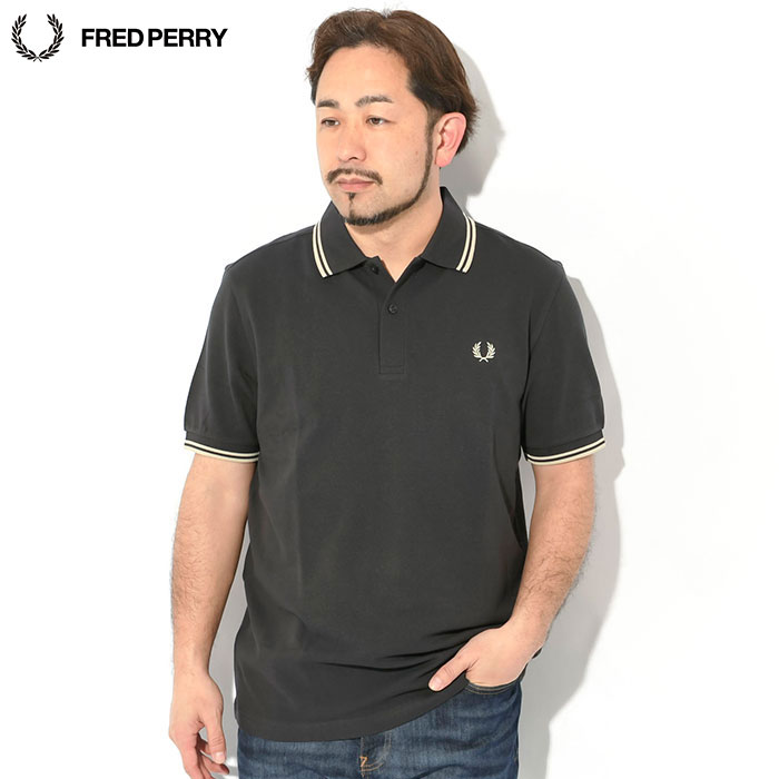 フレッドペリー M3600 ポロシャツ ブラウン　茶　紺　白　M 半袖 鹿の子 FRED PERRY（フレッドペリー） ポロシャツ 半袖 メンズ ツイン