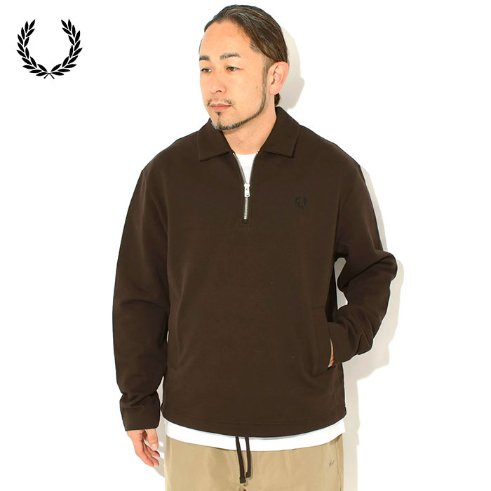 フレッドペリー ブラウン ジップアップジャケット FRED PERRY（フレッドペリー） トレーナー メンズ ハーフ ジップ