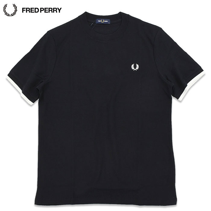 Tシャツ・カットソー FRED PERRY Men T-shirt Black M4654 Y43 FRED PERRY フレッドペリー Tシャツ 半袖 メンズ ティップド