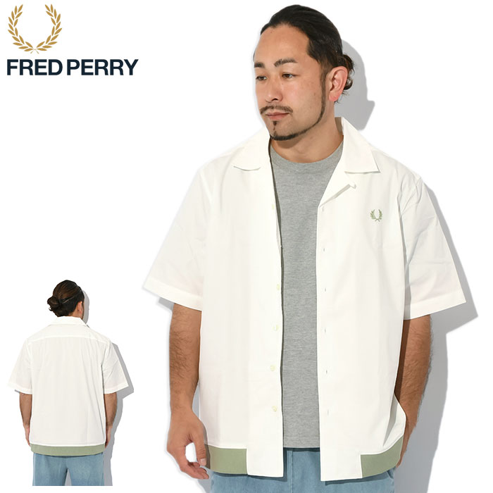 フレッドペリー シャツ 半袖 FRED PERRY メンズ リブド ヘム リビア カラー ( M5705 Ribbed Hem Revere  Collar S/S Shirt オープンカラーシャツ )