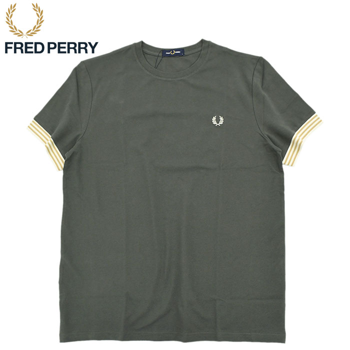 フレッドペリー Tシャツ 半袖 FRED PERRY メンズ ストライプド カフ ( M7707 Striped Cuff S/S Tee  T-SHIRTS カットソー トップス )[M便 1/1]