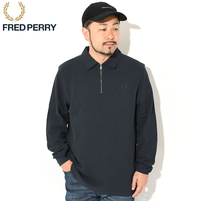 フレッドペリー ポロシャツ 長袖 FRED PERRY メンズ オープン ワッフル ハーフ ジップ ( M8711 Open Waffle Half Zip L/S Polo Shirt ポロ トップス )